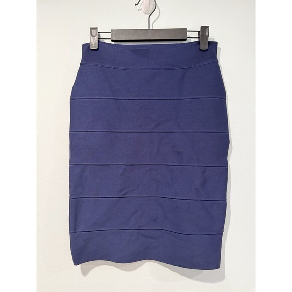 BCBGMaxazria Skirt Womens Medium Navy Stretch Bandage Bodycon Going Out Work - Picture 1 of 5